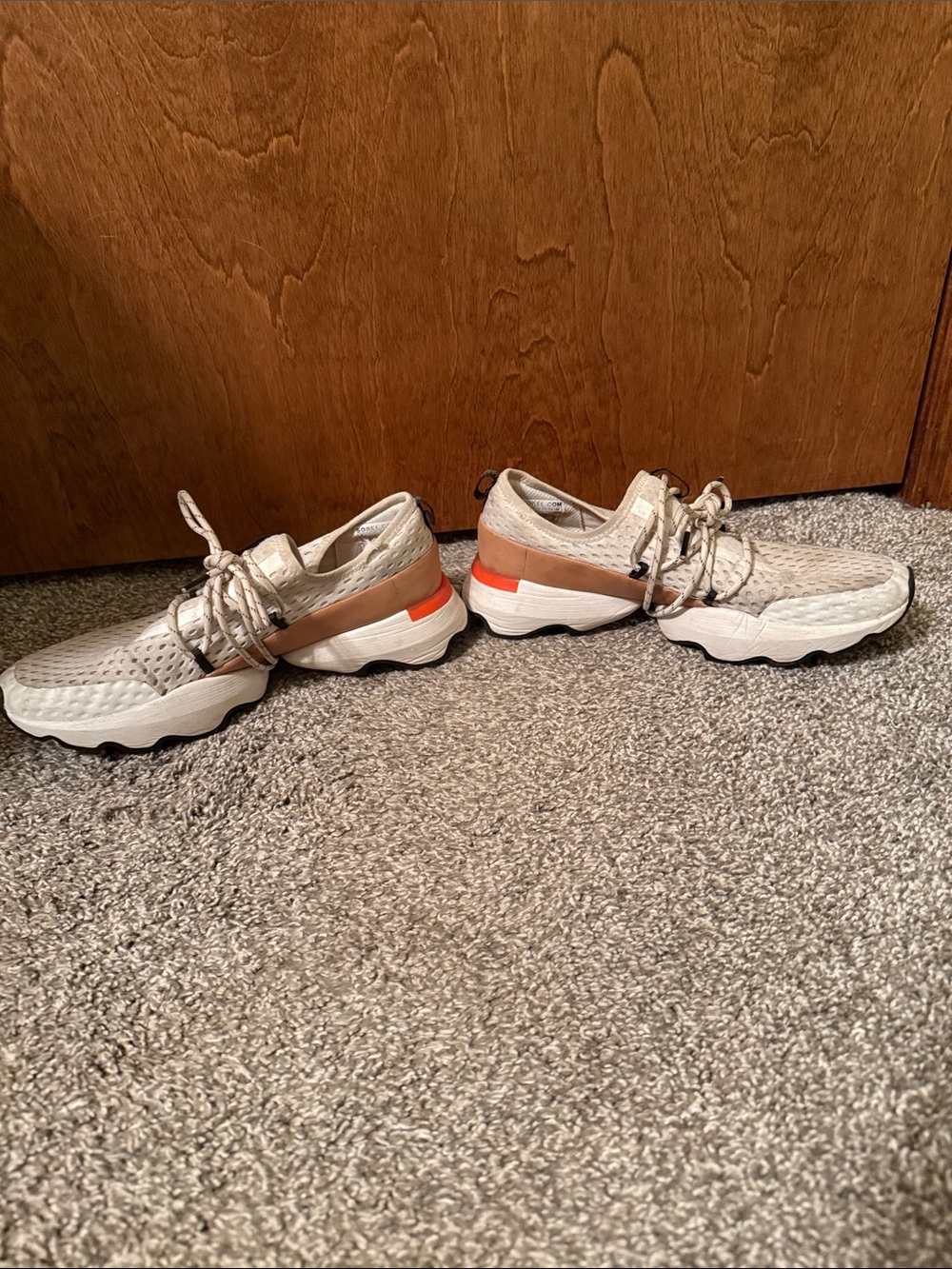Sorel Women’s White and Tan Mesh Sneakers with Orange Accent - Picture 3 of 3
